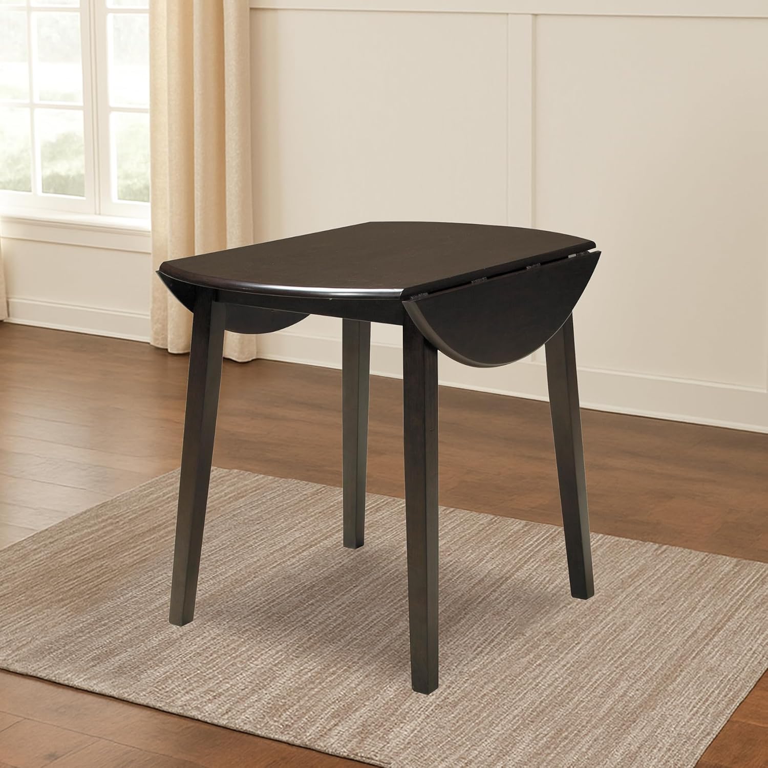 Signature Design by Ashley Hammis Round Dining Room Drop Leaf Table, Seats up to 4, Hinged Drop Leaves, Wood, 36.38 W x 36.38 D x 29.88 H, Dark Brown