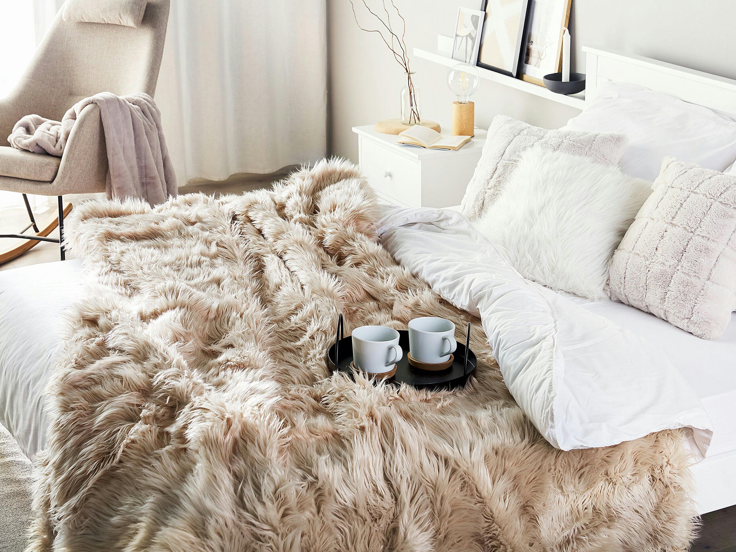 DELICE - Plaid en acrylique marron 220x200cm