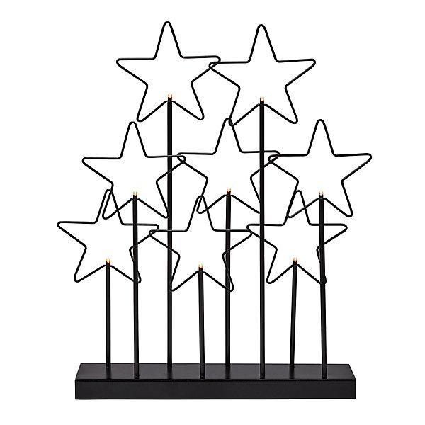 Etoile 8 LEDs blanc chaud H.45,5 cm noir