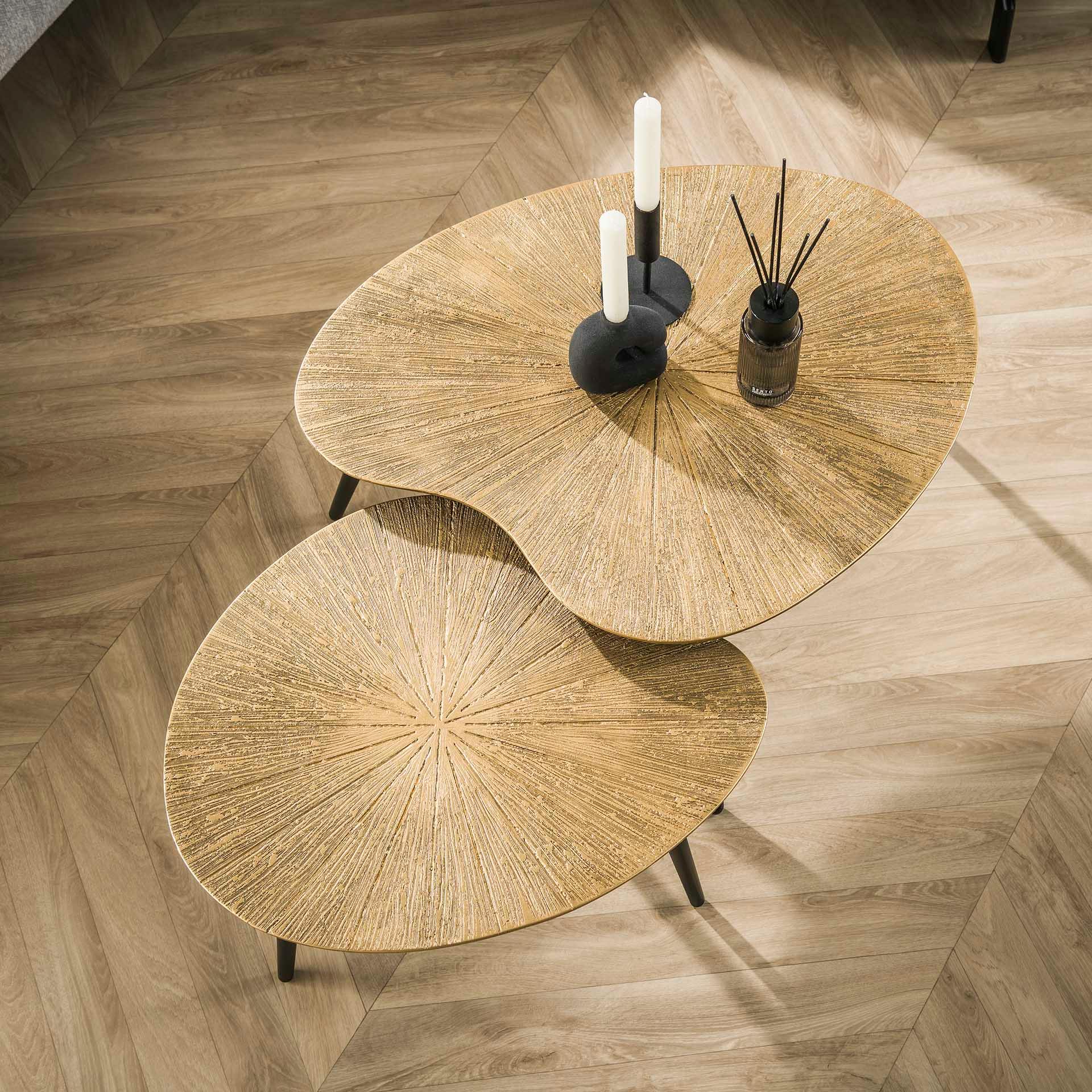 Table basse organique, feuille de ginkgo stylisée (lot de 2) RALF