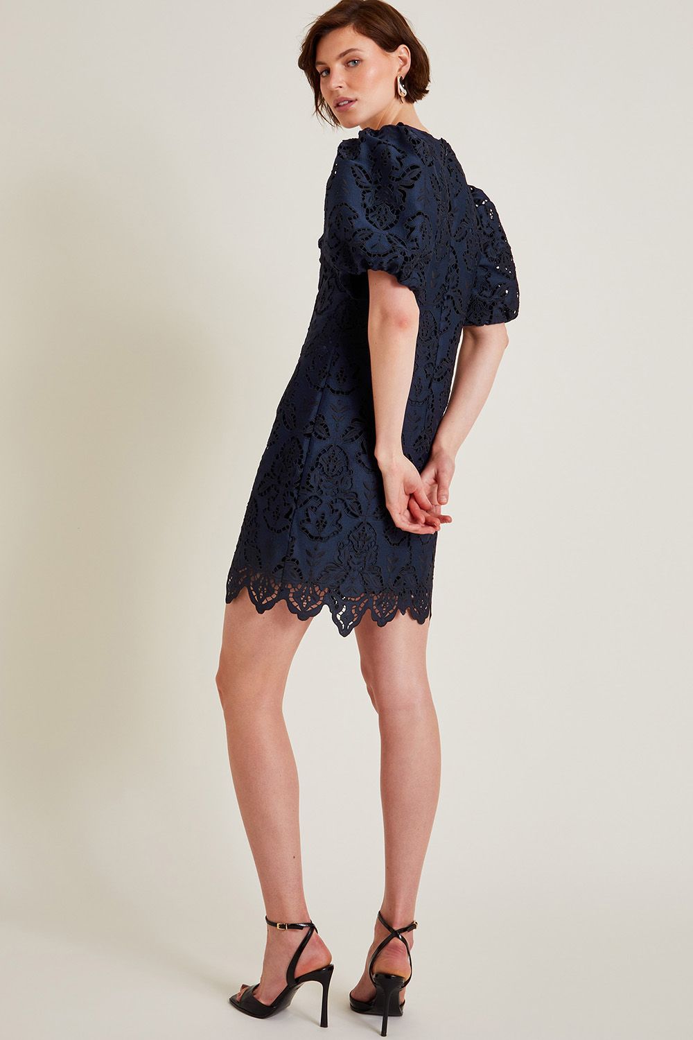 Monsoon Lila Lace Tunic Mini Dress Blue
