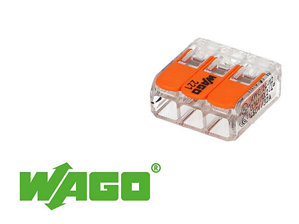 30 mini connecteur WAGO 3 entrées pour fil souple ou rigide
