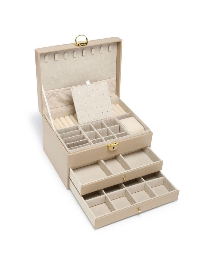 JFY 3 Layers Lockable Jewellery Storage Box With 2 Drawers