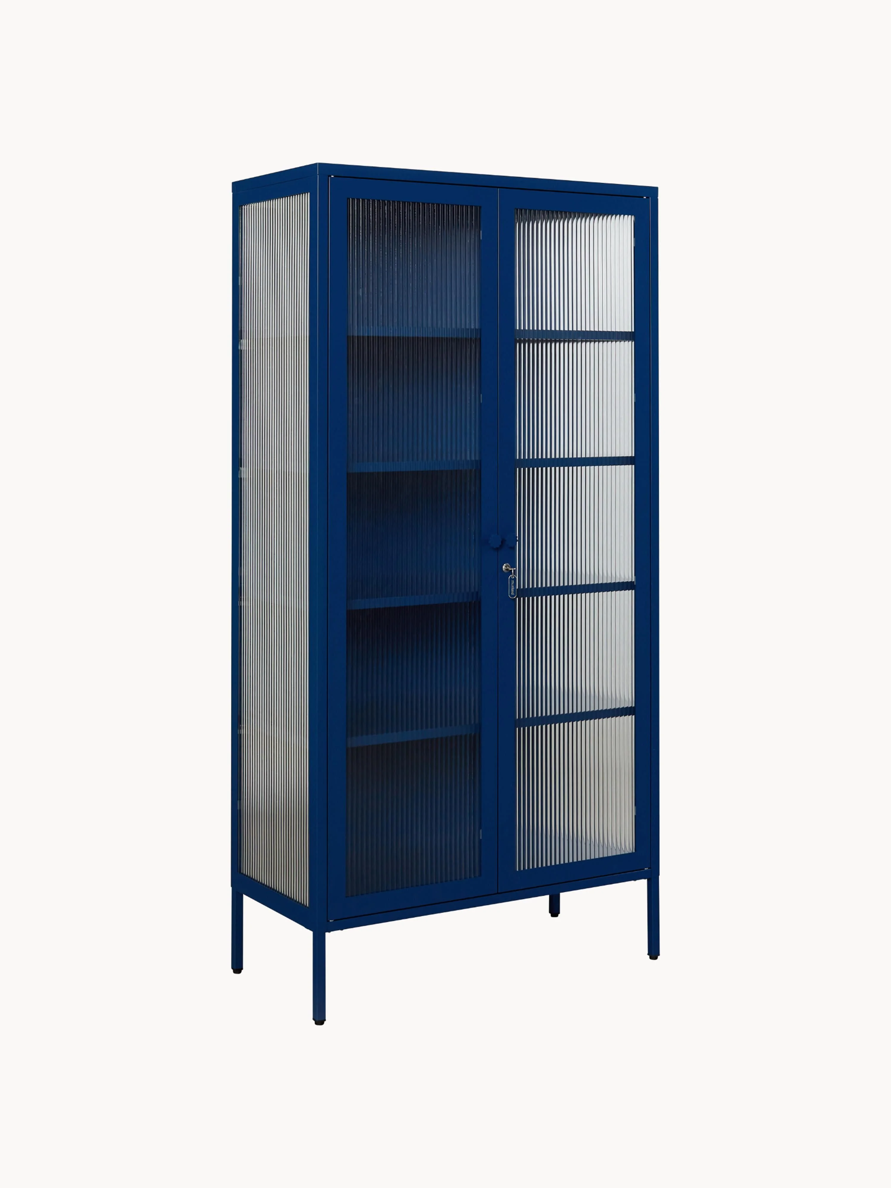 Metall-Vitrine The Collector mit geriffeltem Glas