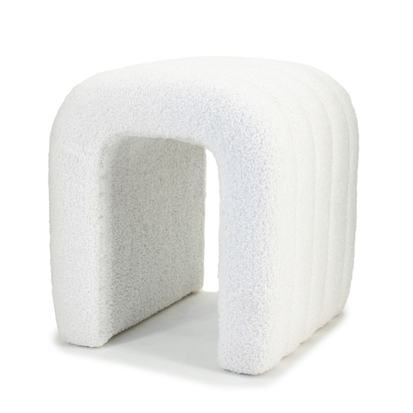 Giga Meubel Poef Sera - Beige - Bouclé - 41x38x45cm