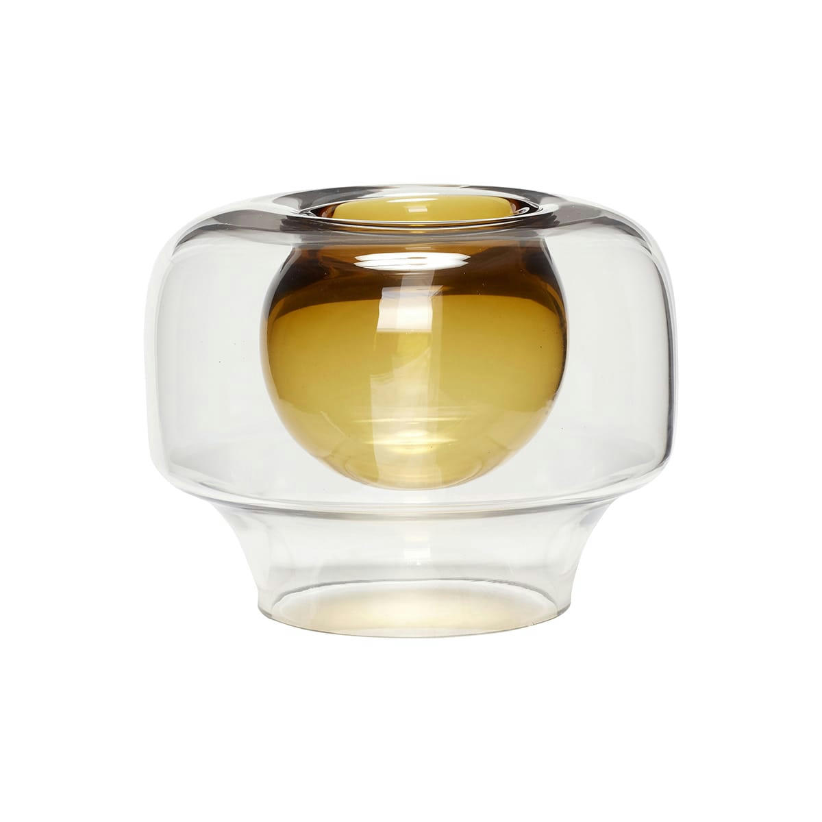 LUNAR - Vase en verre transparent et jaune H16
