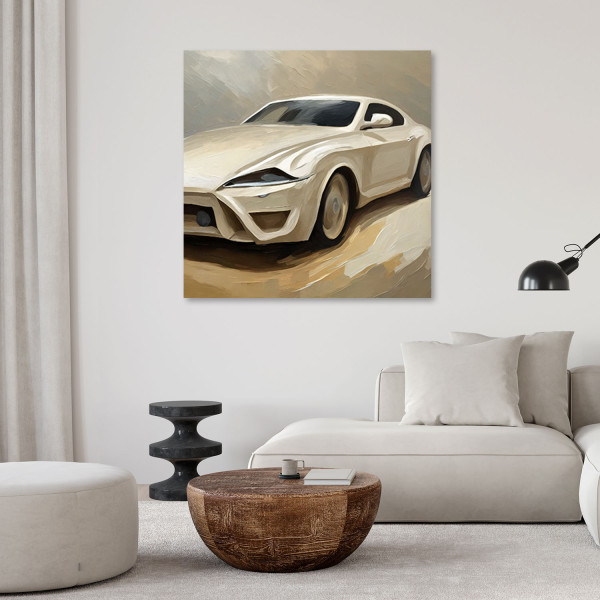 Feeby Obraz, Samochód sportowy beżowy 30x30