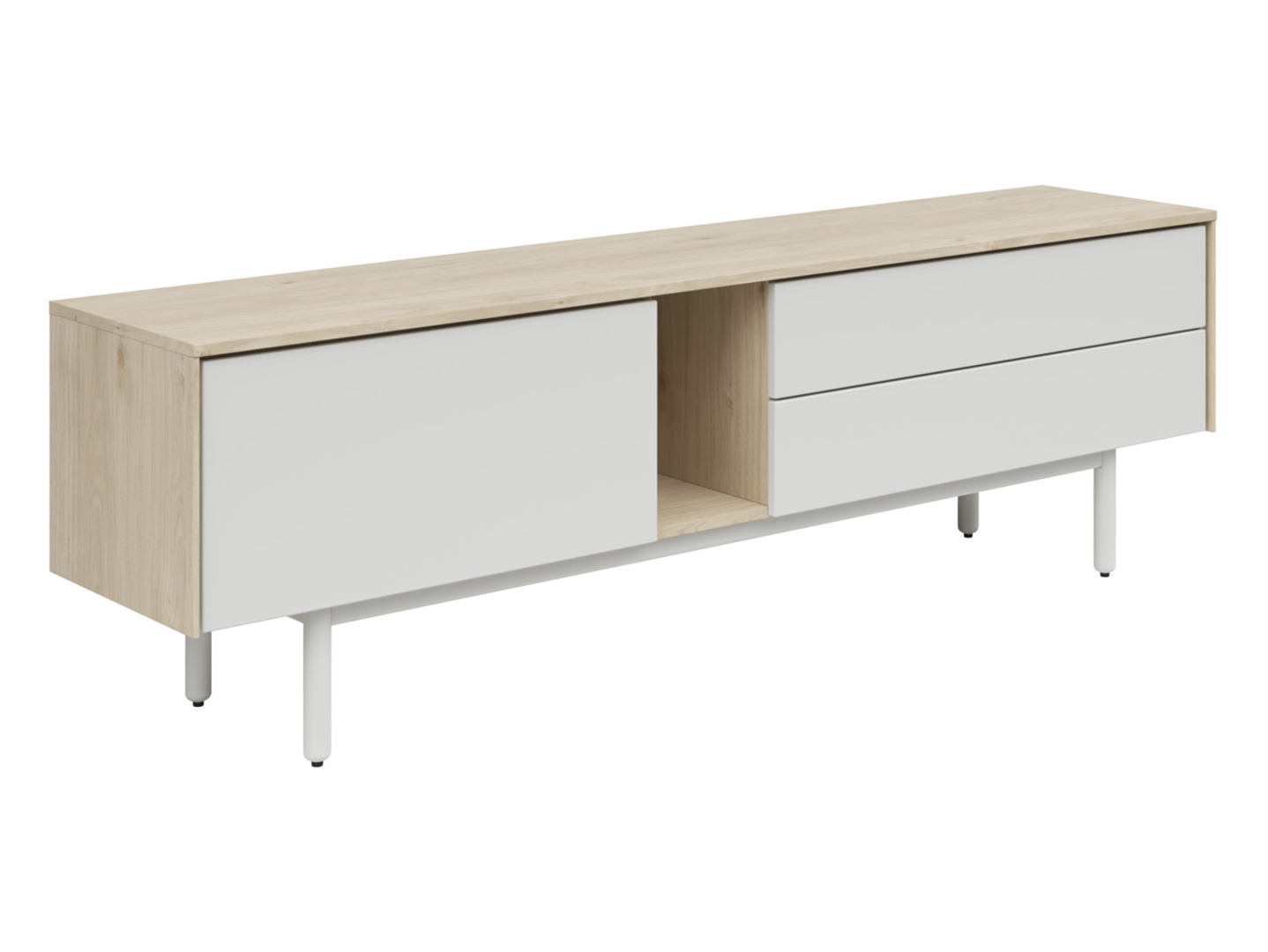 Szafka RTV Ema 180 cm z drzwiami i 2 szufladami orzech jackson hickory/jasny szary