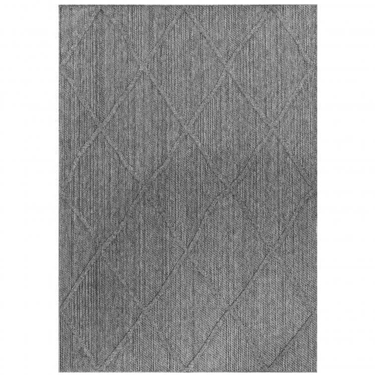 JUDE - Tapis effet jute naturel à relief losanges gris 80x150cm