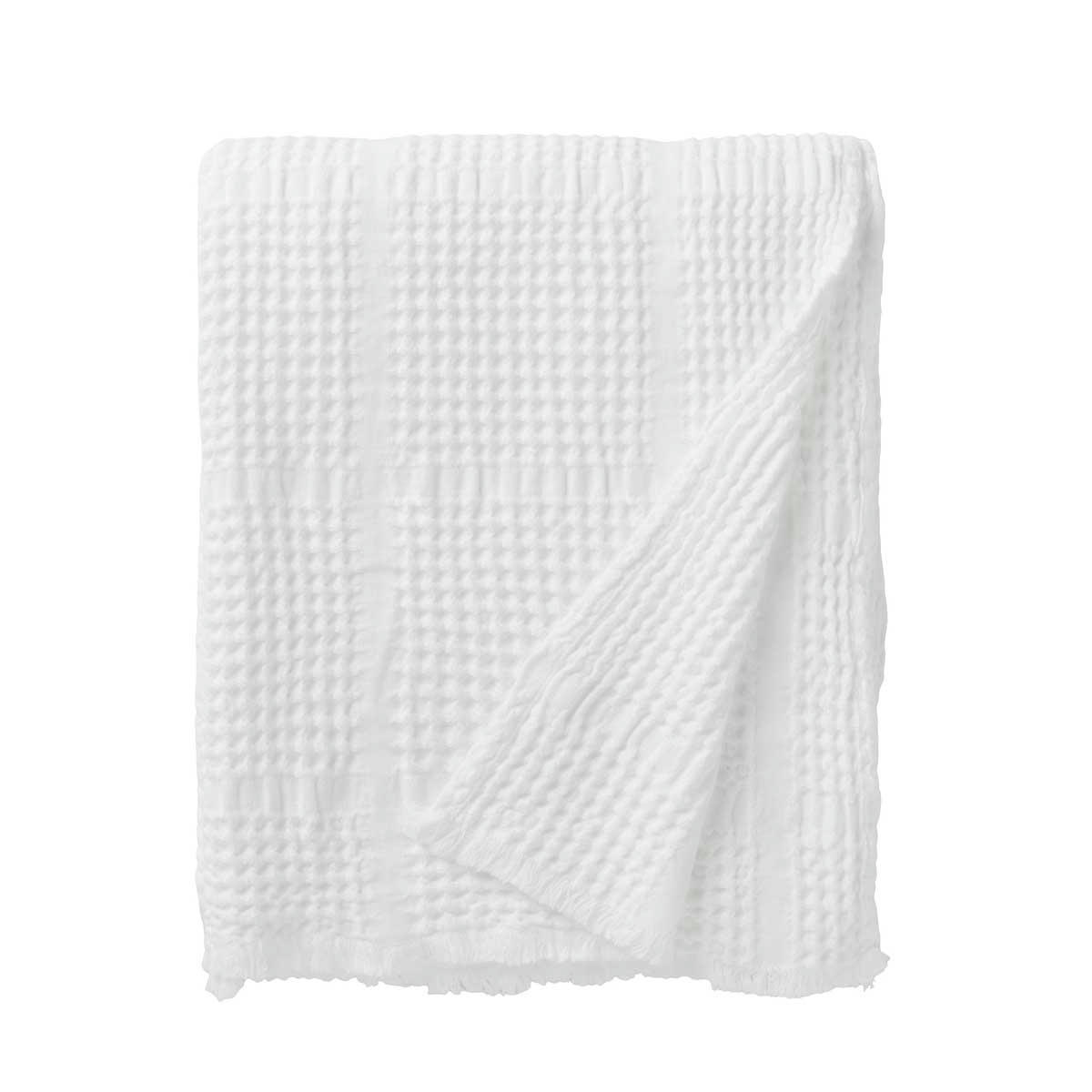 YOGI - Plaid en jacquard de coton blanc 130x170