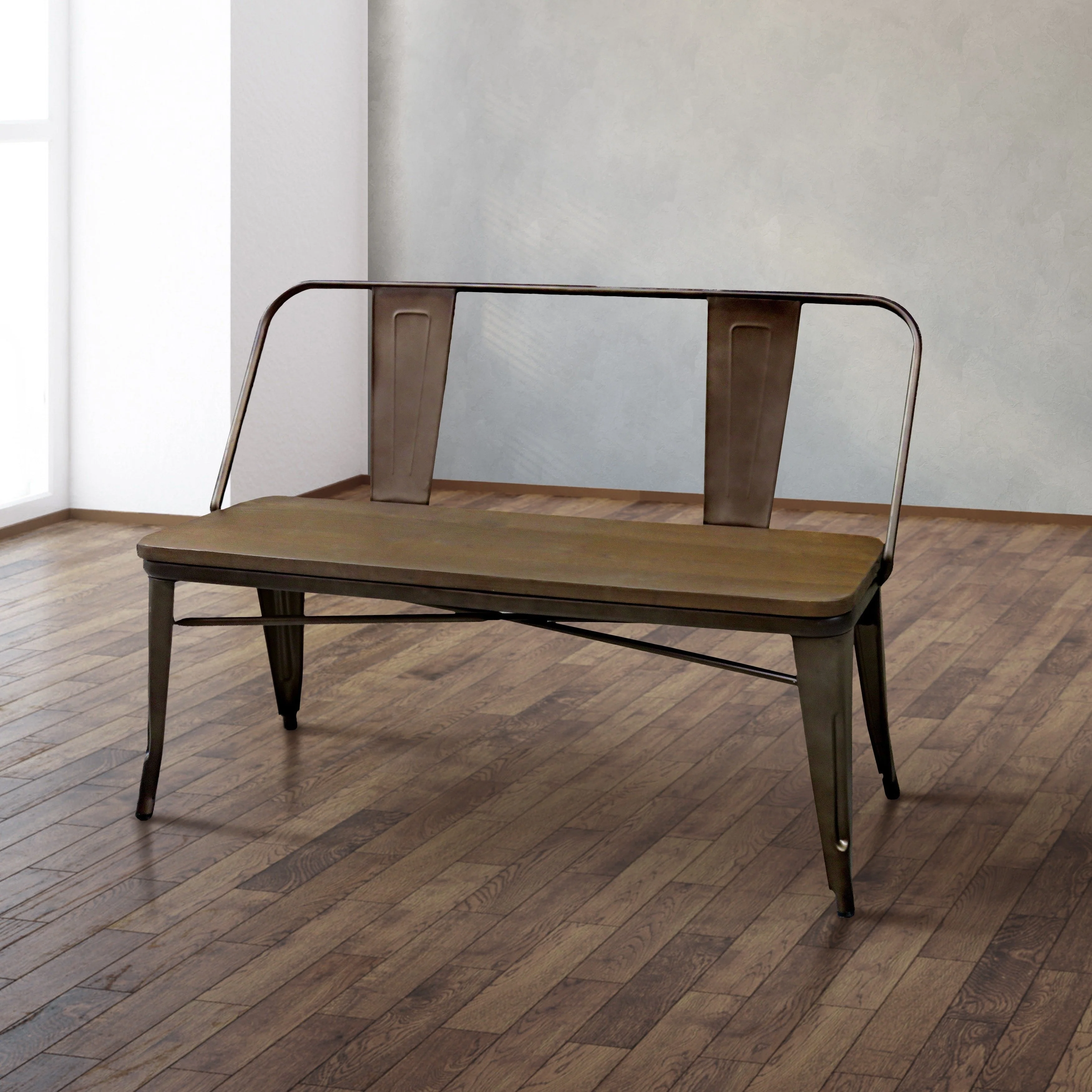 Furniture of America Rish Industrial Metal 47-inch Backed Dining Bench