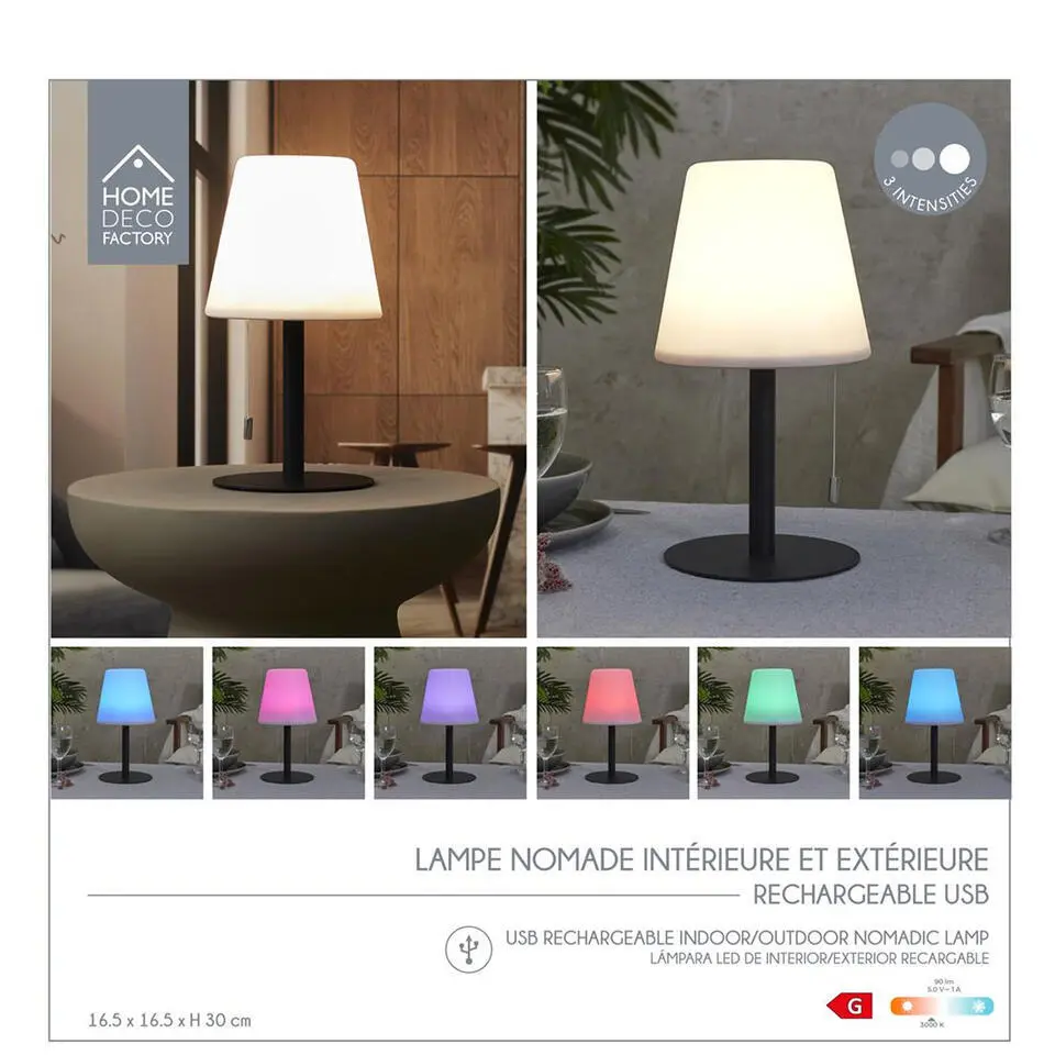 Home Deco Factory Tafellamp LED - kunststof - kleurenlamp - 30 cm