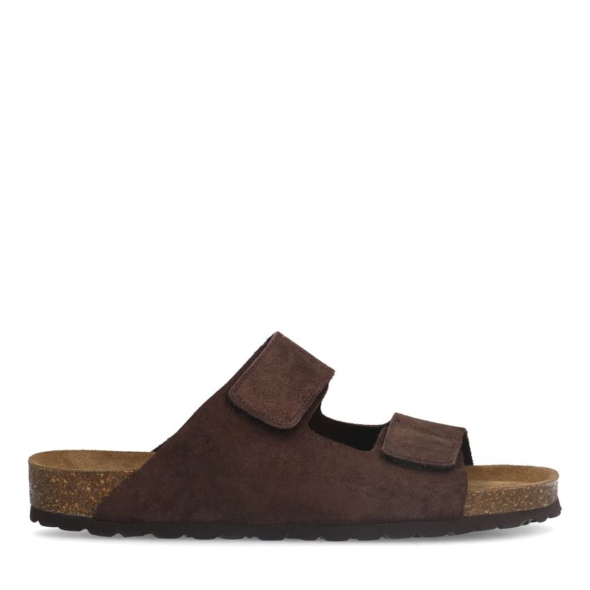 Manfield Bruine suède slippers