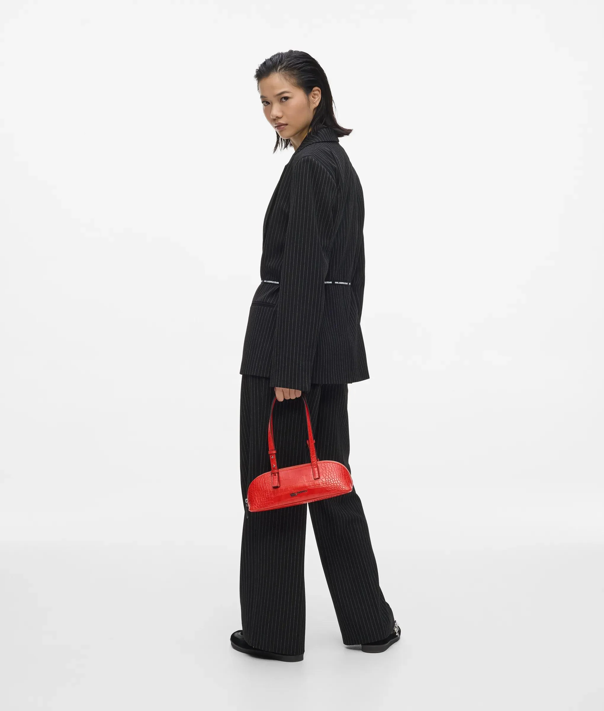 Sac porté épaule de forme allongée en croco