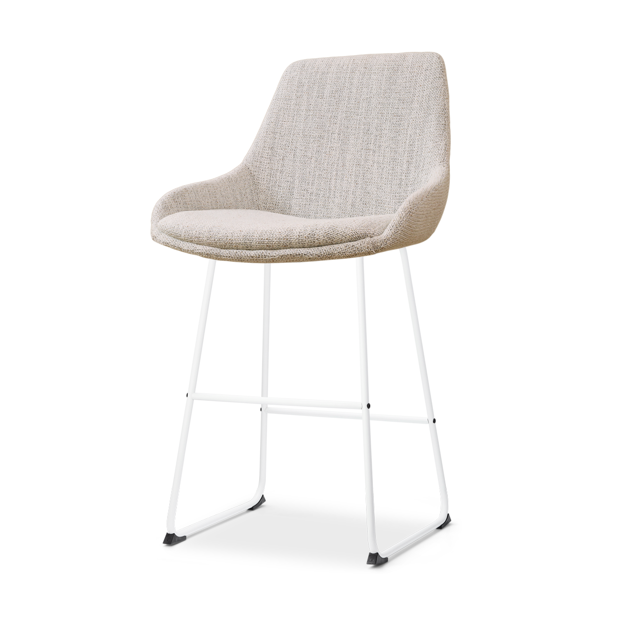 Nolon Nino-Isa Barkruk Beige Gemêleerd - Stof - Wit Onderstel - 65 cm