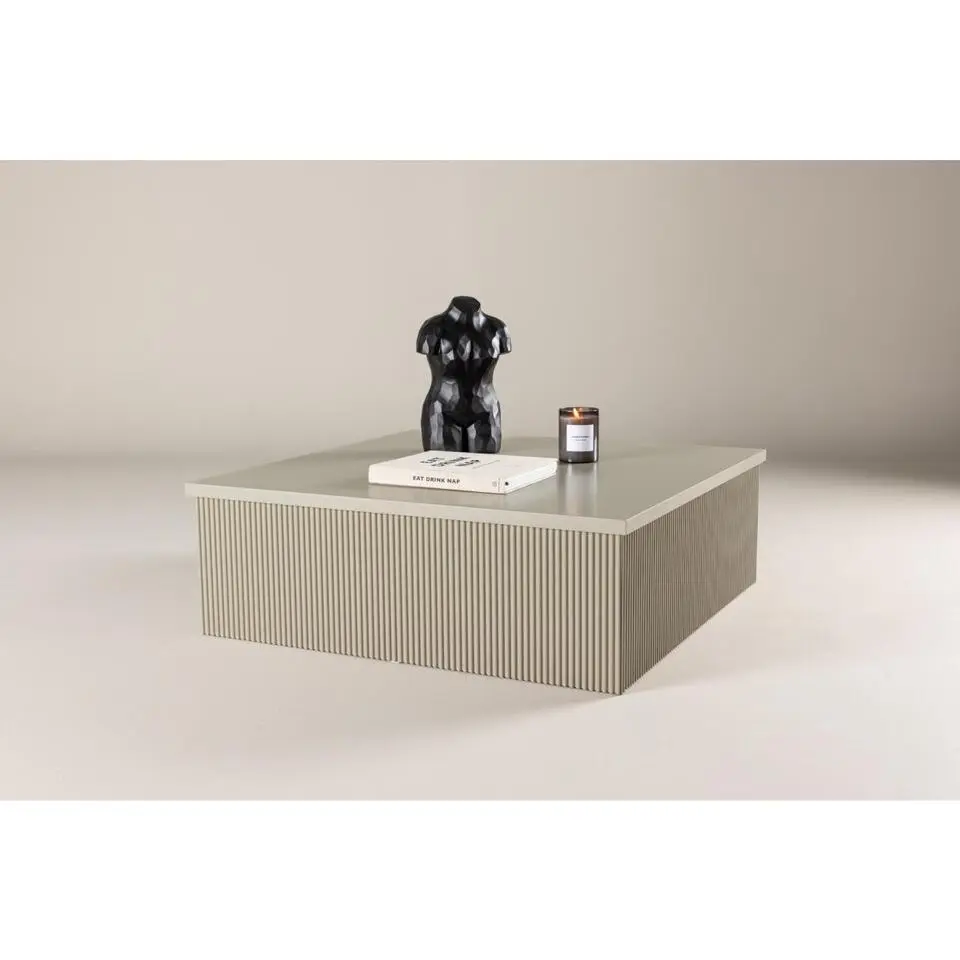 Svea - Vita vierkante salontafel - 90 x 90 cm - beige