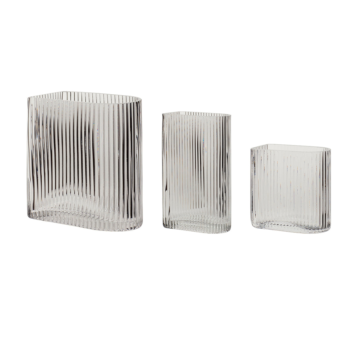 Hübsch vazen Elements - glas - 12x7xh13, 16x9xh18, 12x7xh20cm