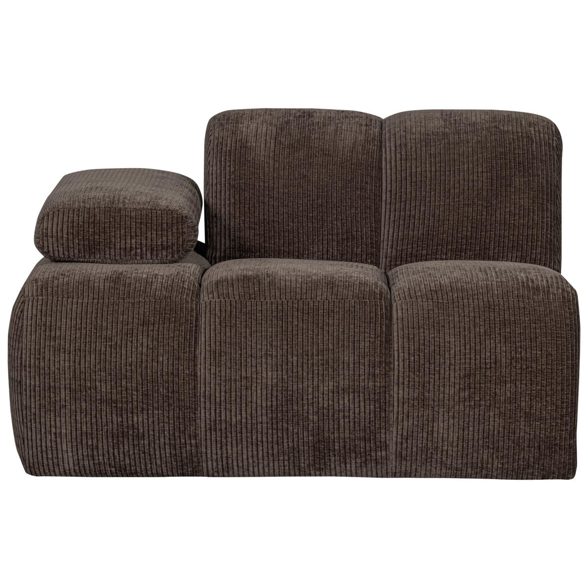 WOOOD 1-zits bank met arm links Mojo - Ribstof - Bruin - 74x120x97