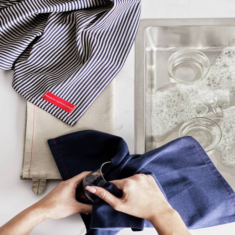 Designed by Sebastian Conran Pack of 3 Cotton Tea Towels