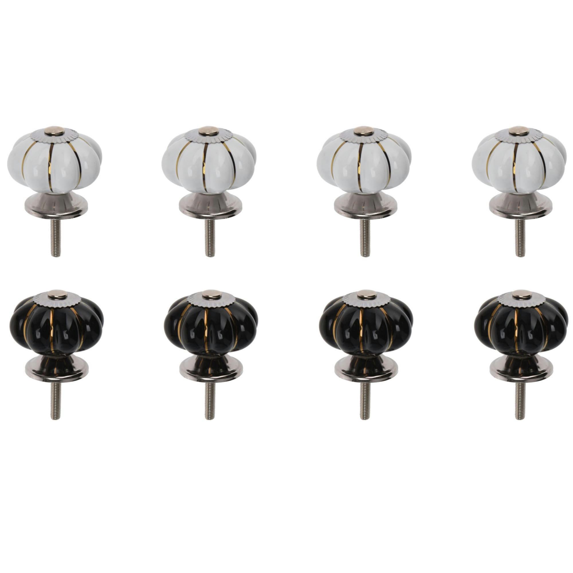 - Set de 8 boutons de tiroirs en céramique blancs et noirs