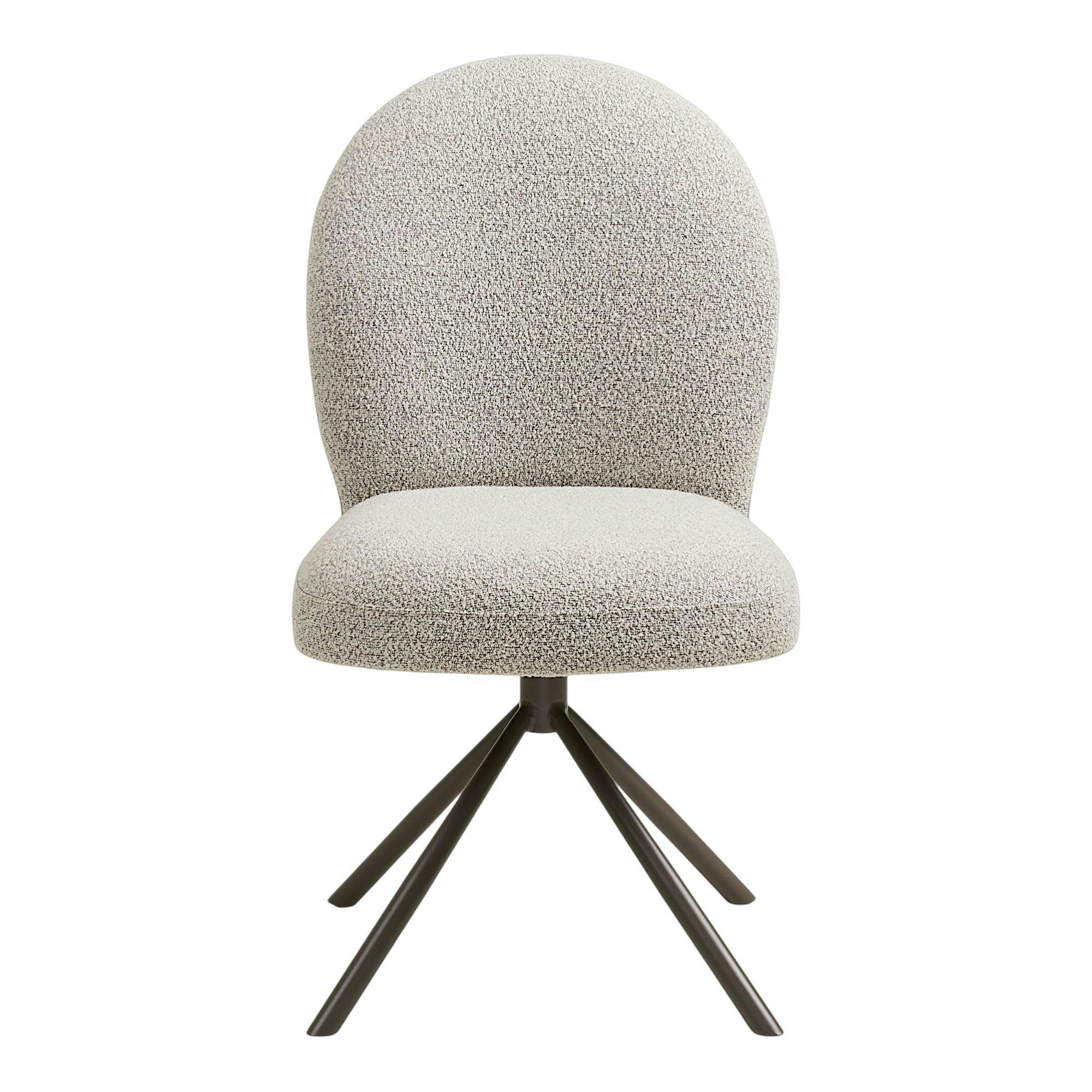 Chaise pivotante bouclette sable pied gris (lot de 2) BERLIN
