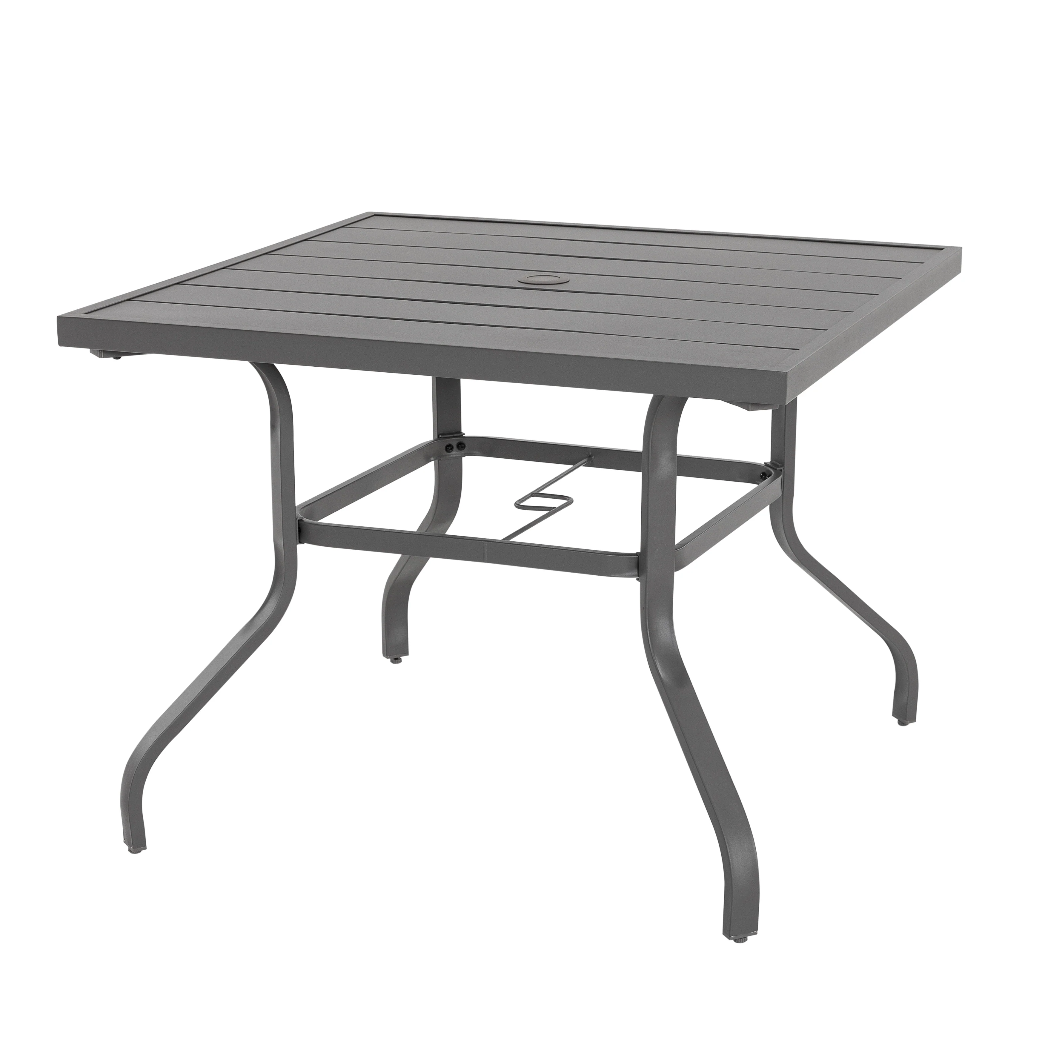 Outdoor Square 37 Inch Iron Dining Table with 1.57 Inch Umbrella Hole