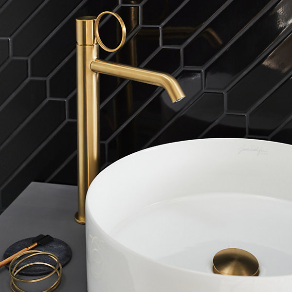 Mitigeur lavabo haut JACOB DELAFON Vivienne laiton brossé avec bague laiton brossée