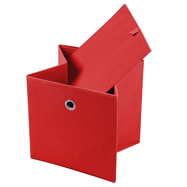 Lot de 2 boîtes de rangement ELA, en tissu rouge