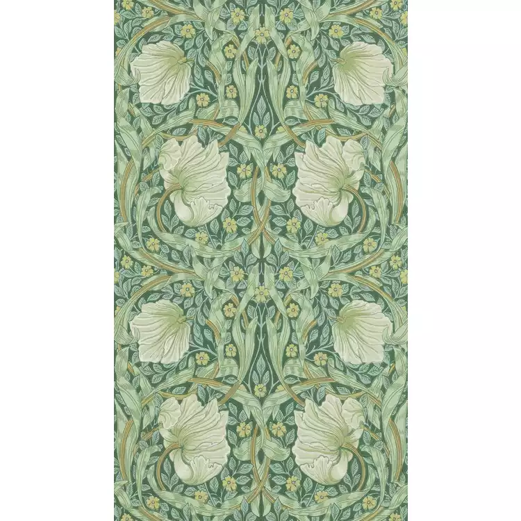 Morris & Co. Pimpernel Green Floral Wallpaper