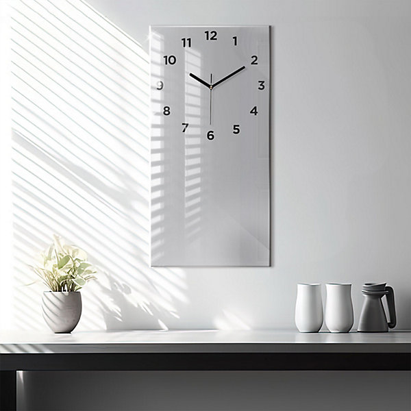 Horloge murale Wallfluent 30x60 cm Avec chiffres Aiguilles noires Gris clair 1 pcs