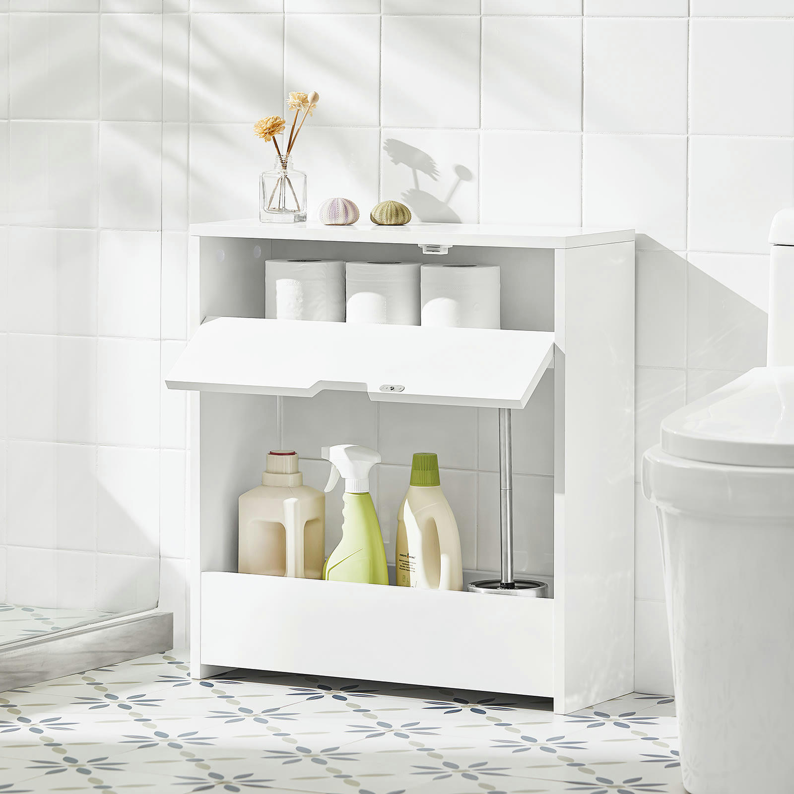 - Meuble wc pour papier toilette effet bois blanc