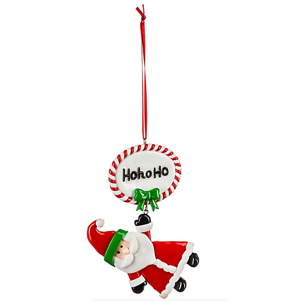 Figurine père Noël à suspendre avec pancarte H 10 cm
