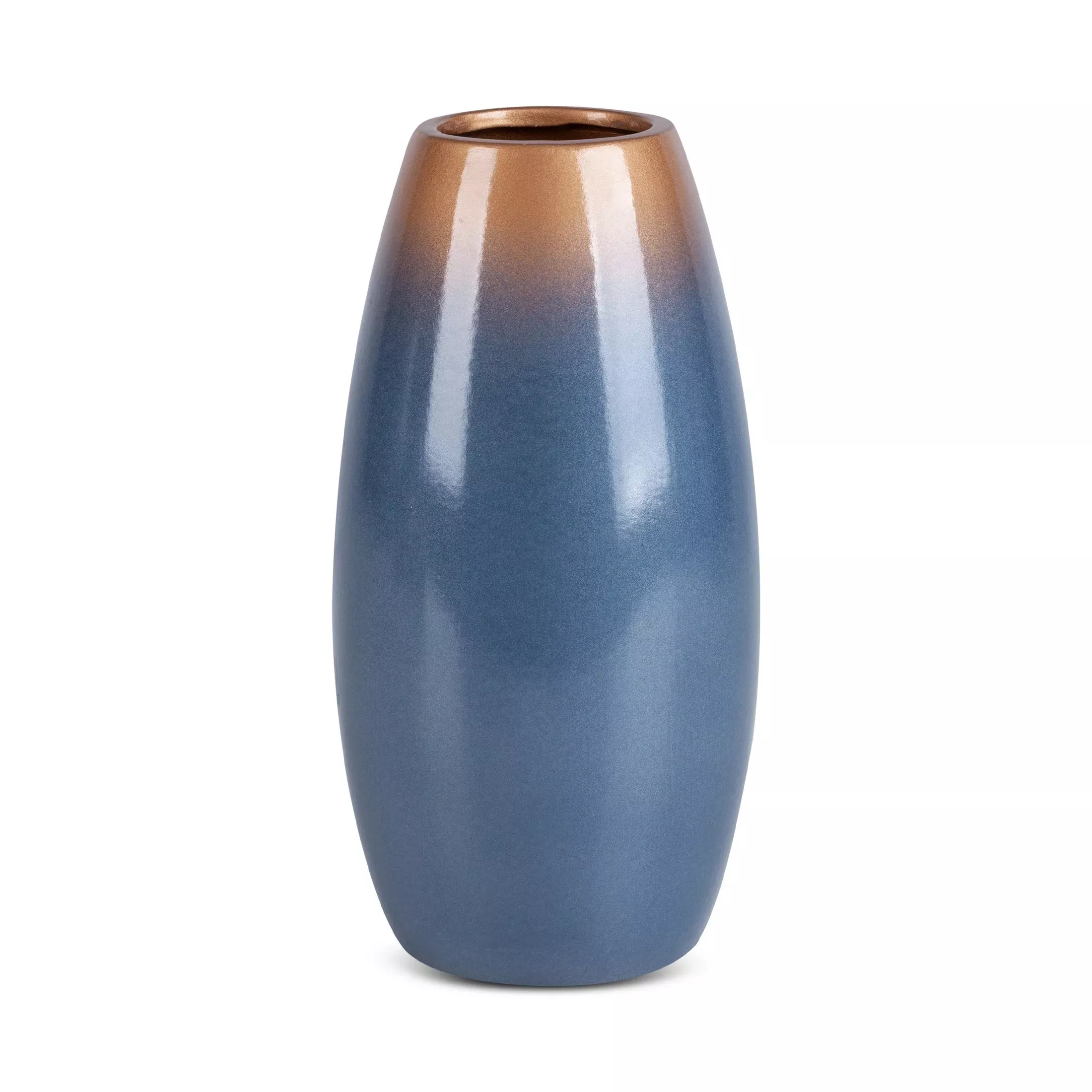 Wazon ceramiczny niebiesko-złotyz efektem ombre średnica 13x26 cm NESSA