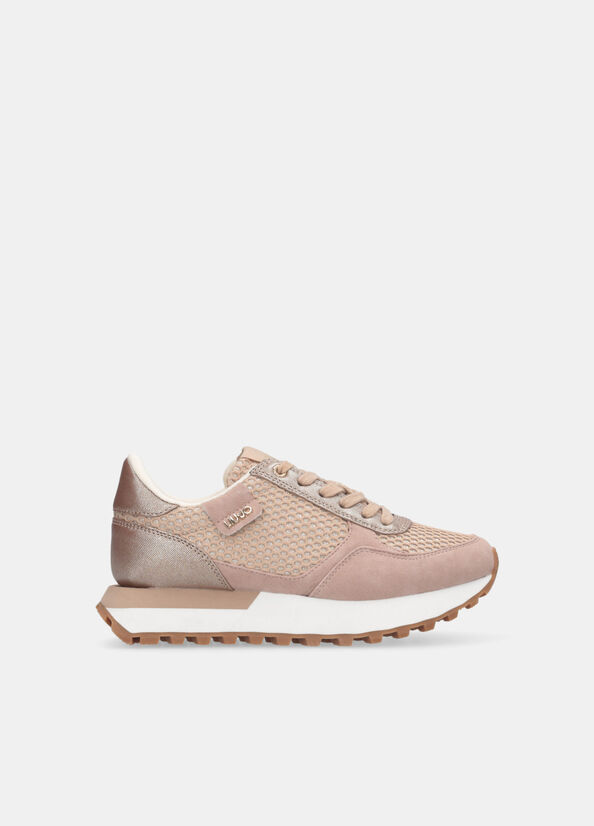 Sneakers in glitter mesh