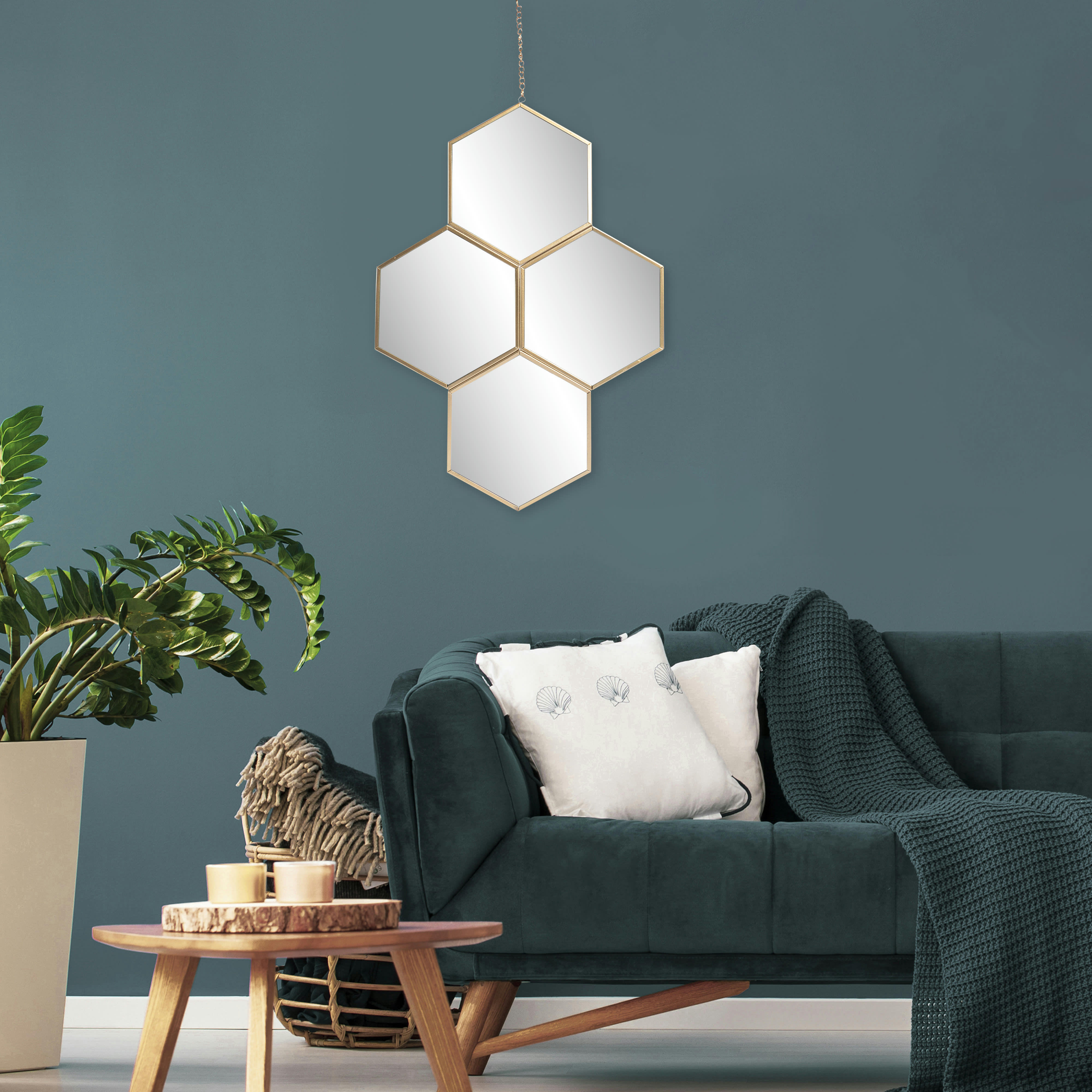 MIROIR - Miroir hexagones en métal 30x45 cm