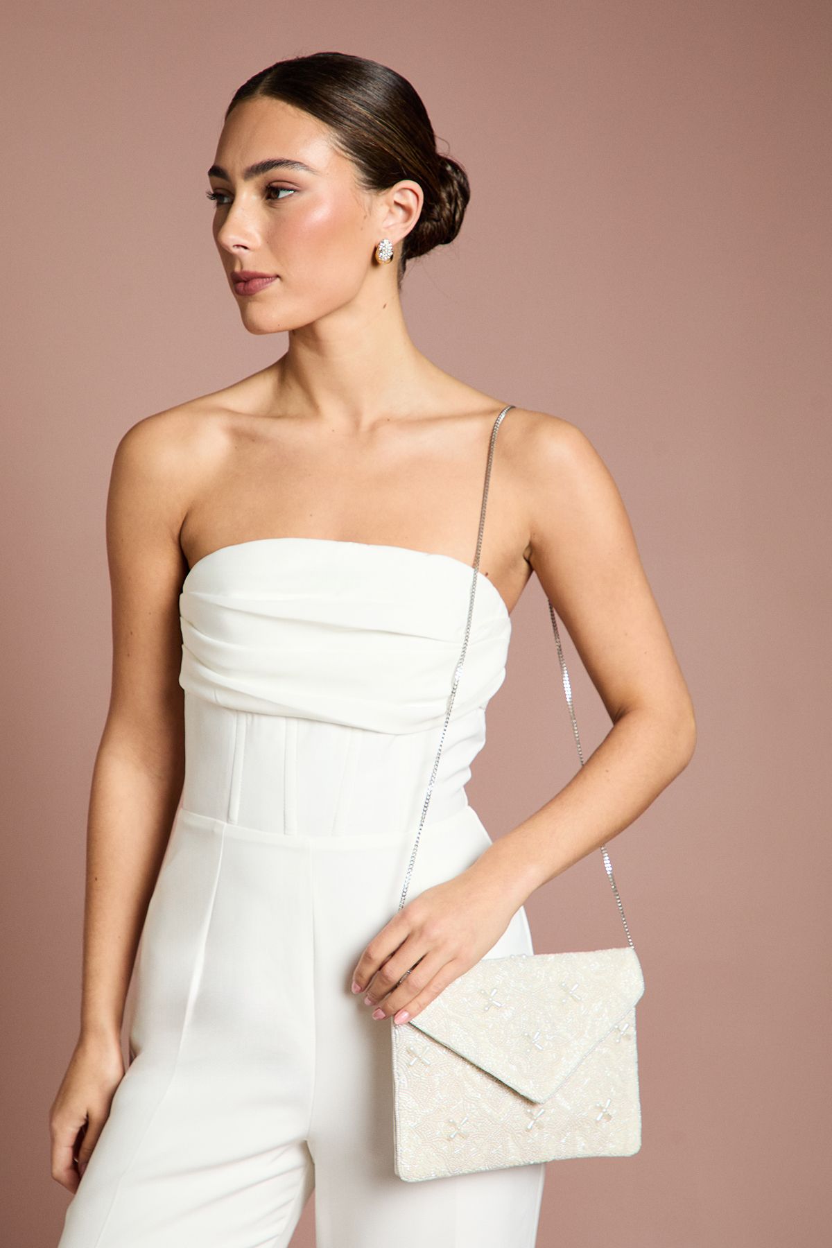 Coast Bridal Cassidy Embellished Envelope Clutch With Crossbody Chain