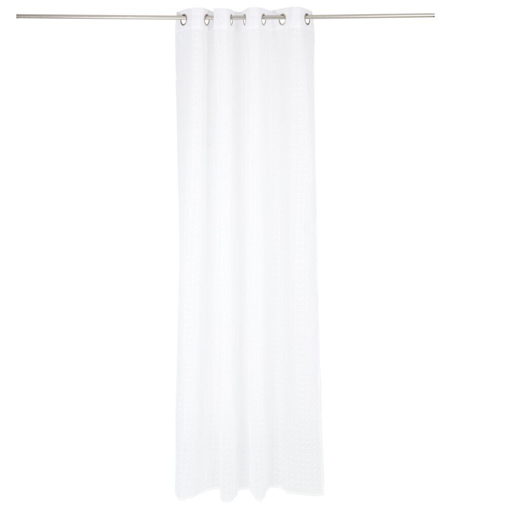 Voilage polyester 140x240cm motif géométrique blanc