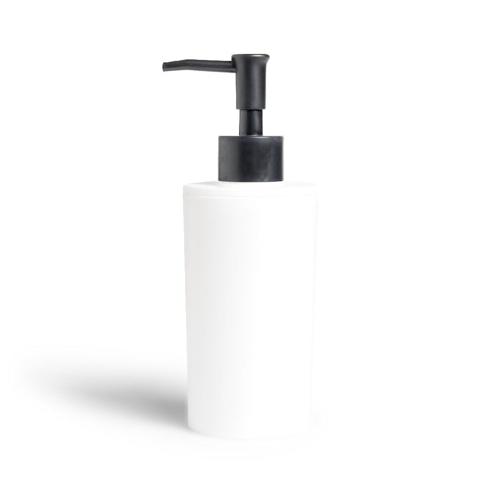 Distributeur de savon à pompe Ø6,8x18,5cm plastique noir et blanc