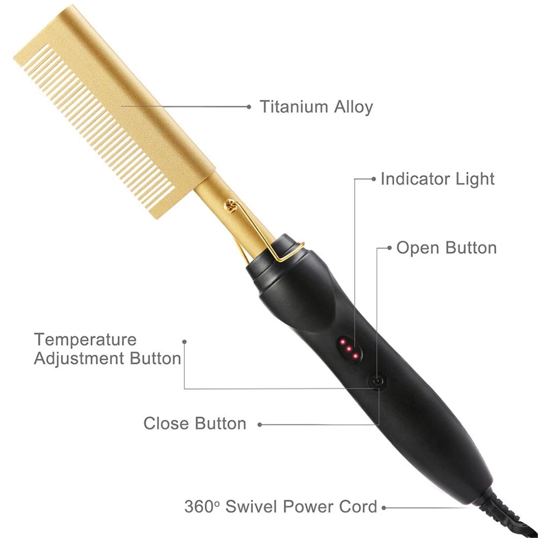Nordara Professional Electric Hot Press Comb Hair Straightener Portable