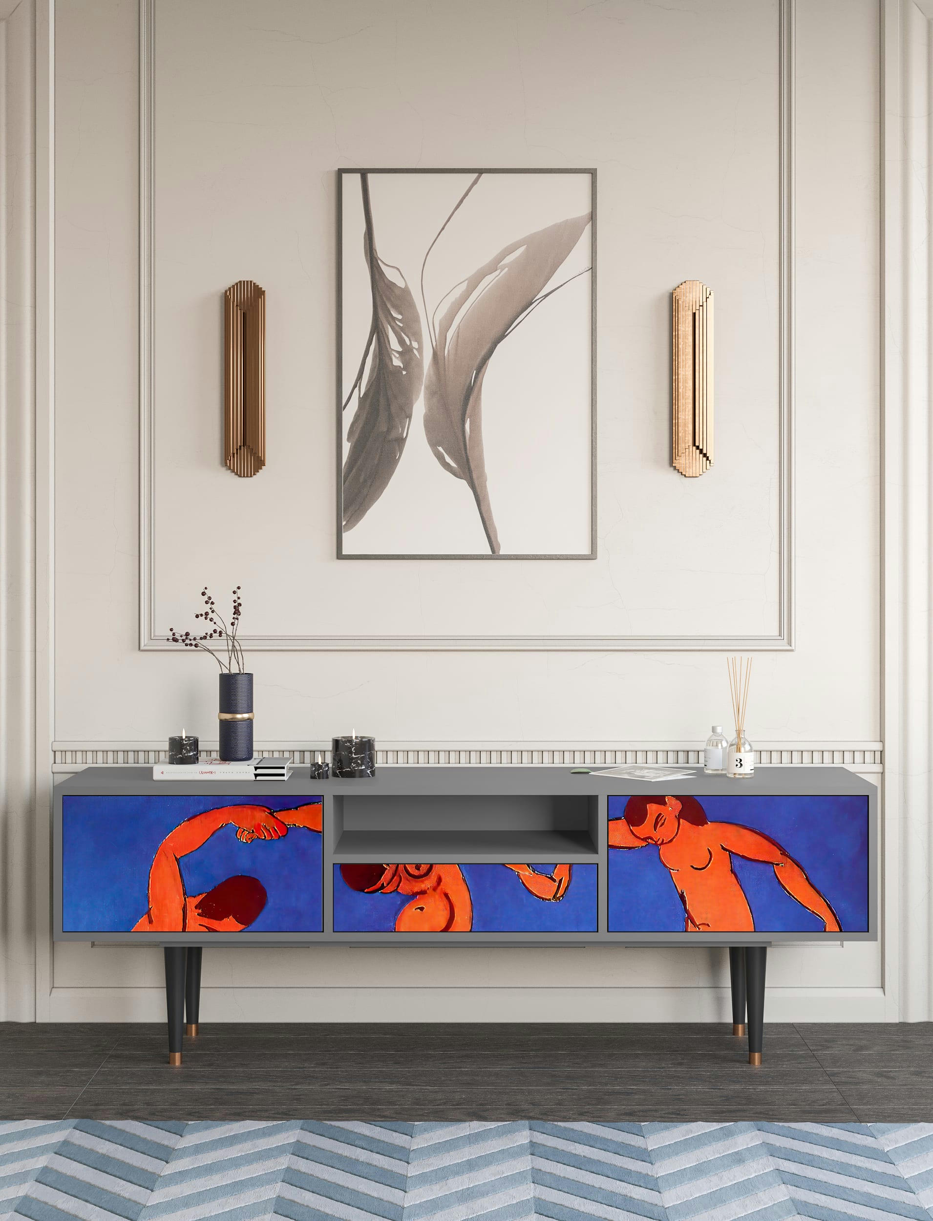 THE DANCE BY HENRI MATISSE - Meuble TV  multicolore 1 tiroir et 2 portes L 170 cm