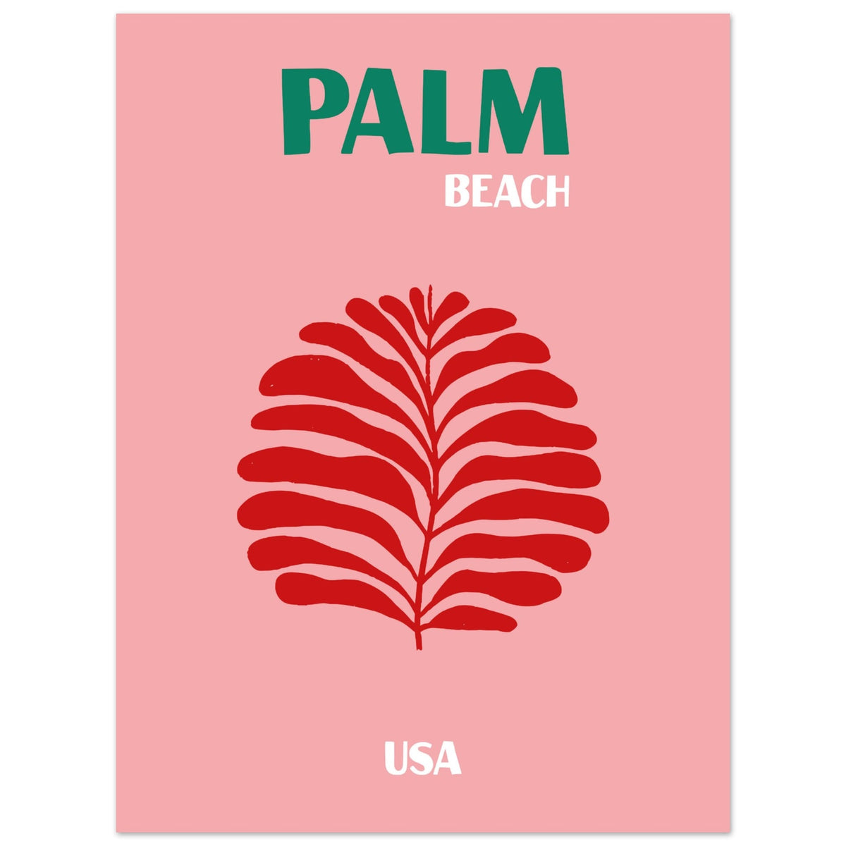 Artfulprints Poster USA - Palm Beach  - 30x40 cm - Roze