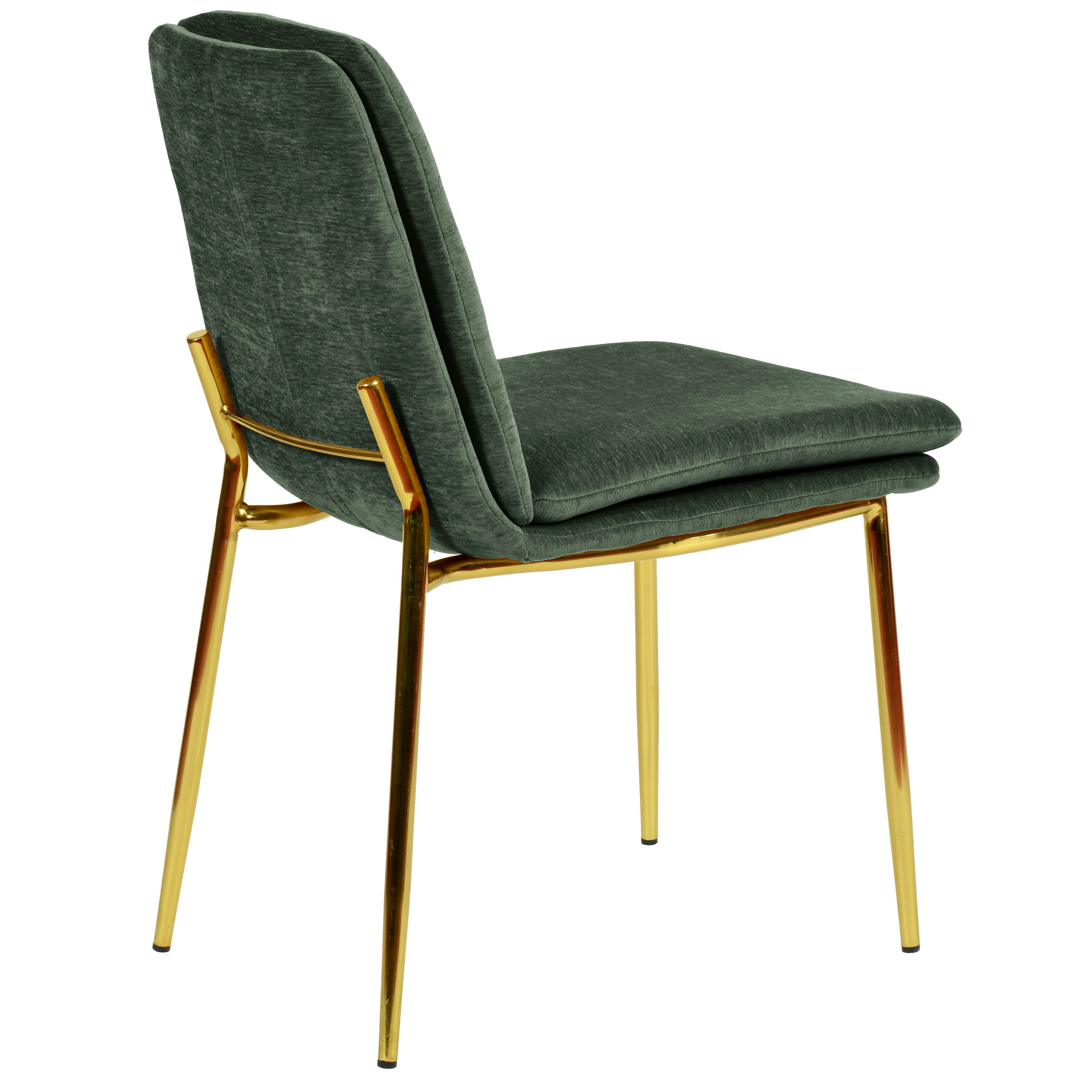 NOLAN - Chaise en tissu chenillé Sauge et métal doré finition brossé (x2)