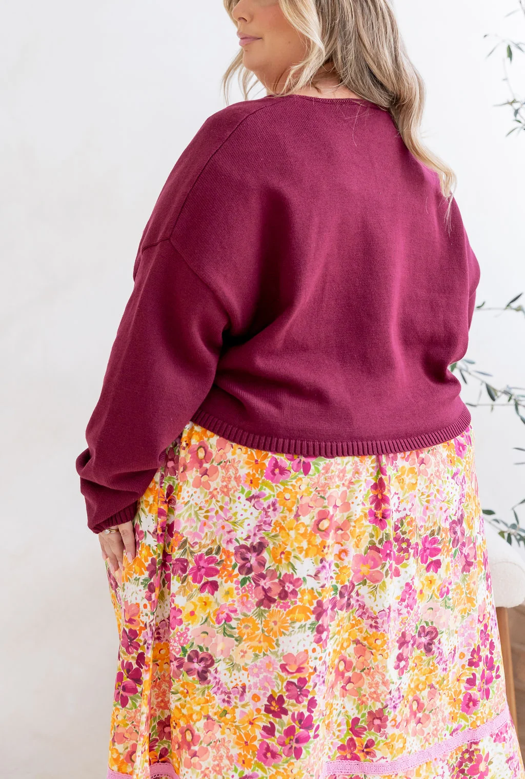 Blakely Crop Knit in Burgundy