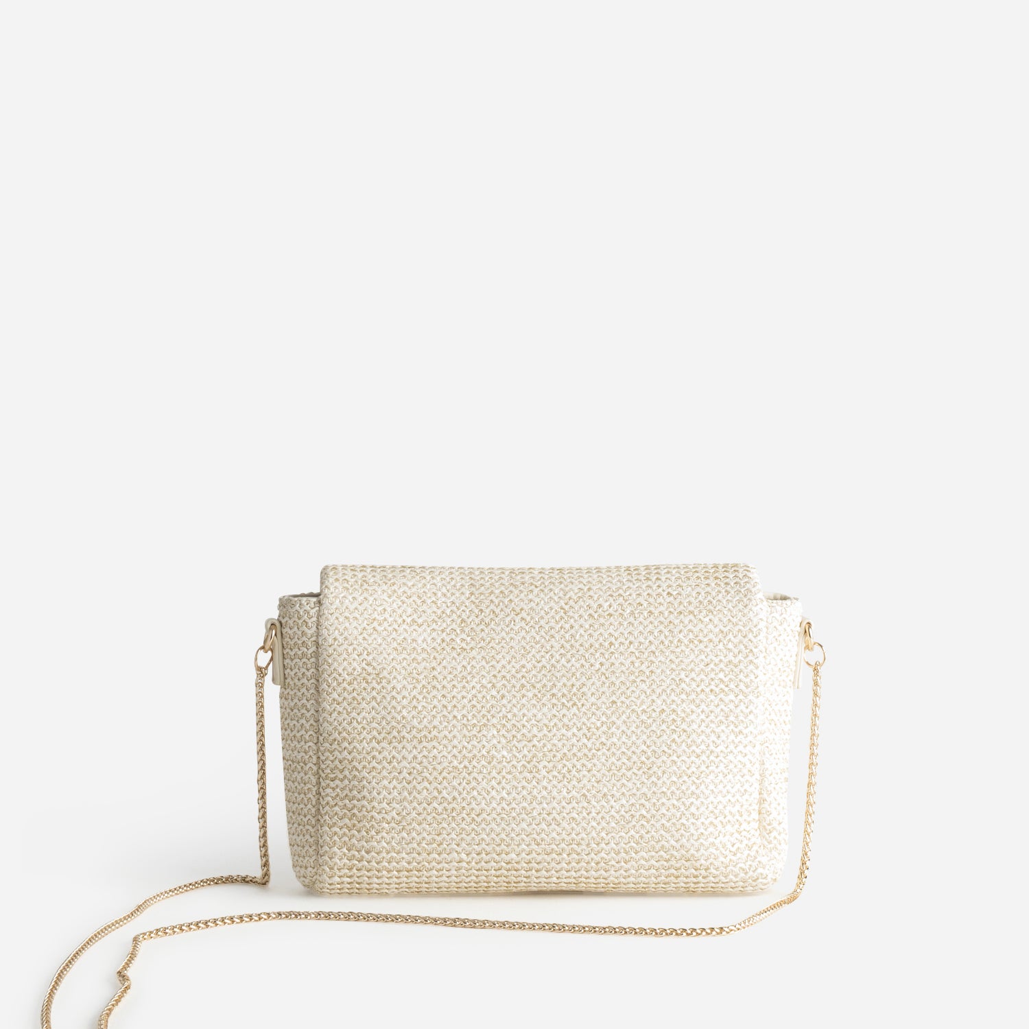 Sac à main écru tressé détails dorés