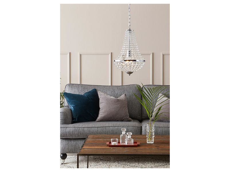 Lampa wisząca Granso kryształowa srebrna