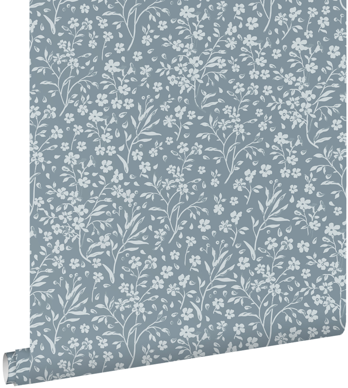 ESTAhome behang bloemetjes vergrijsd blauw - 53 cm x 10.05 m - 139885