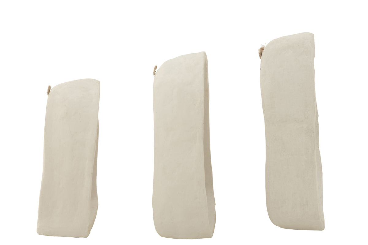 J-Line wandrek - papier maché - wit - 3 stuks