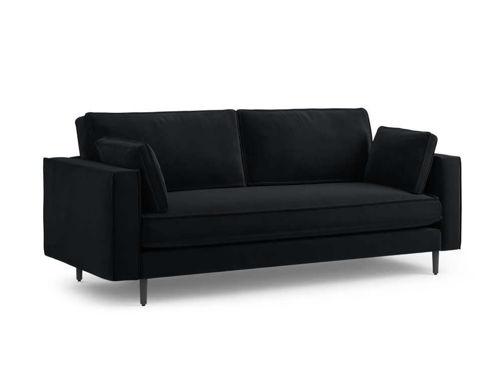 ALEXIS - Canapé 3 places en velours noir