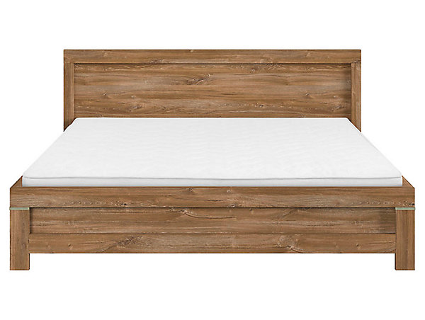 Lit 180x200 lit double 2 personnes, coloris Chêne stirling - Longueur 206 x Profondeur 196 x Hauteur 34-80 cm
