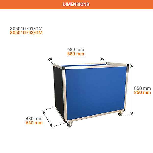 Chariot niveau constant - Gris métal -850x650mm- Charge max 50kg - 805010703/GM
